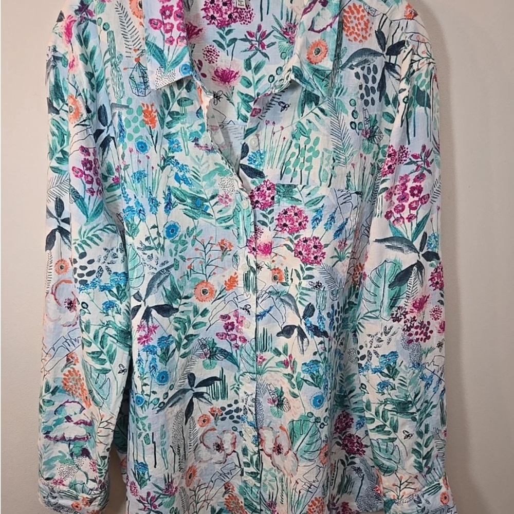 Joules Pink and Green Floral Top